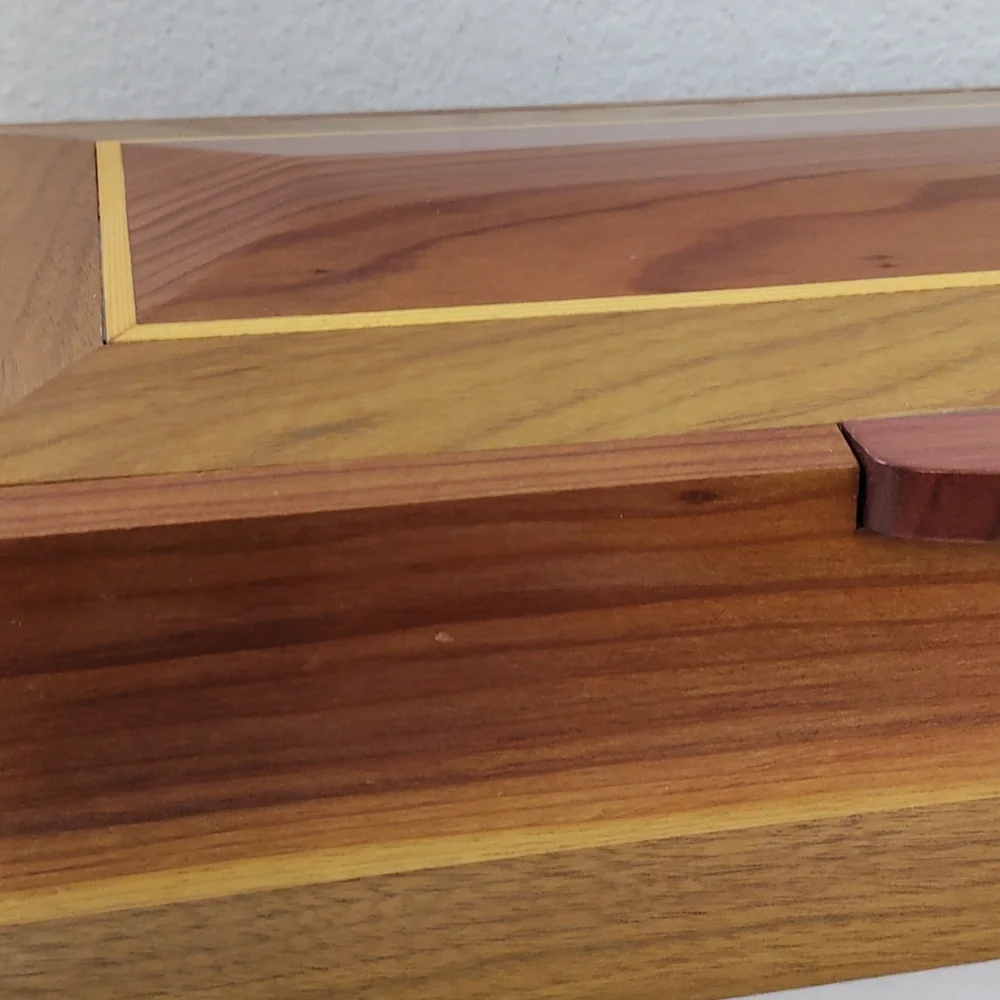 Vintage Contemporary Inlaid  Bevelled Wooden Handmade Jewelry Box